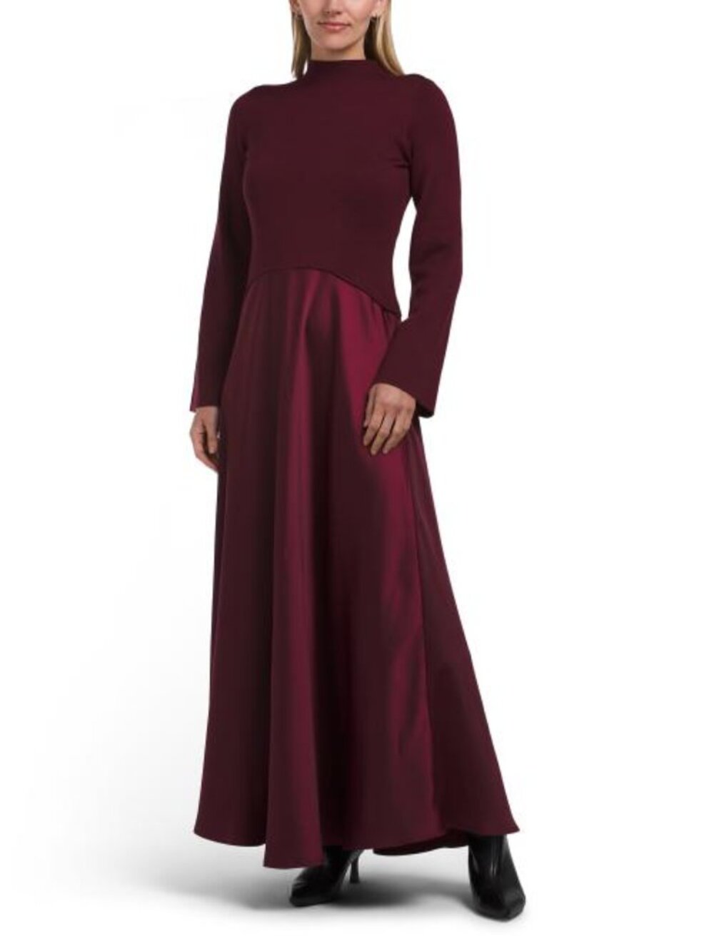 TAYLOR Knit Satin Maxi Dress